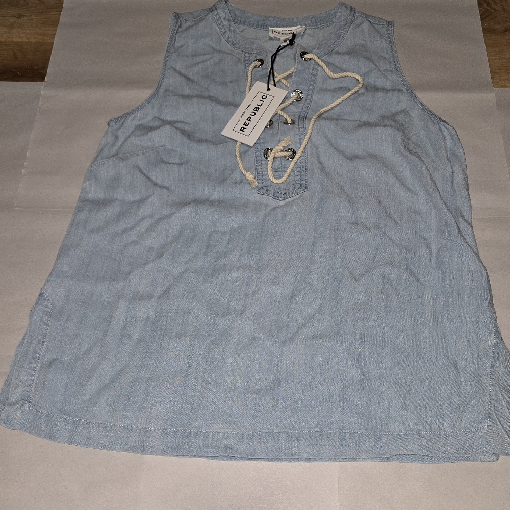 Banana Republic Light Blue Denim Lace-Up Skirt